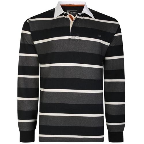 KAM Langarm-Poloshirt im Rugby-Stil, Anthrazit